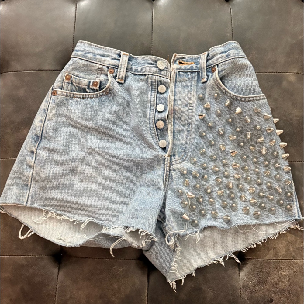 Vintage Studded Denim Shorts